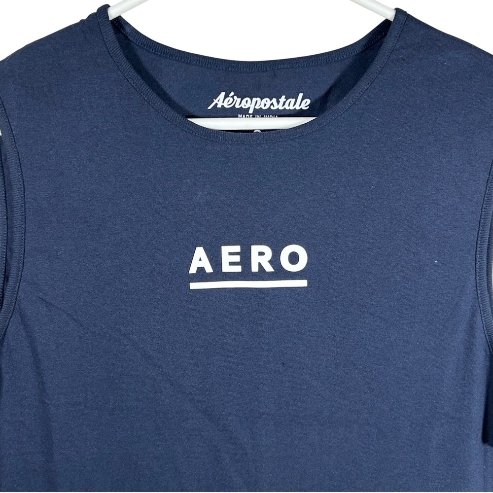 Aeropostale Mens AERO Graphic Muscle Tee Blue Crest Navy Tank Top Size M New